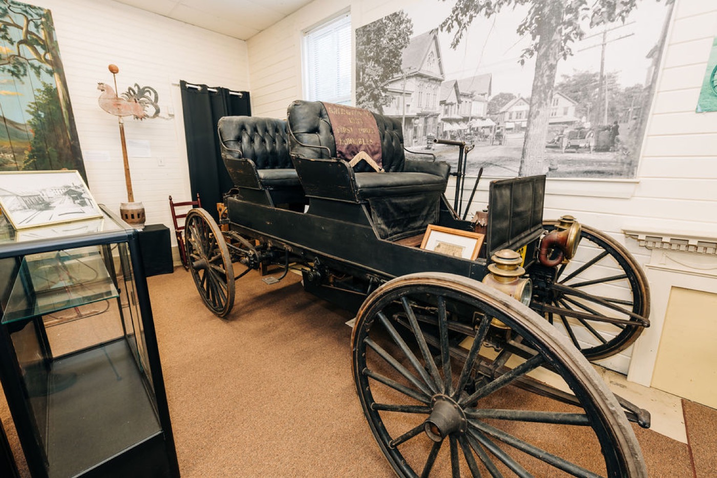 Historical exhibits at Bridgton Historical Society near Sebago Lake