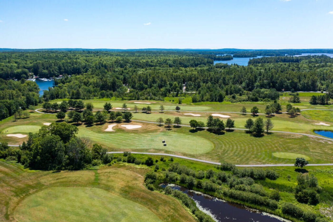 Point Sebago golf course aerial view near Sebago Lake