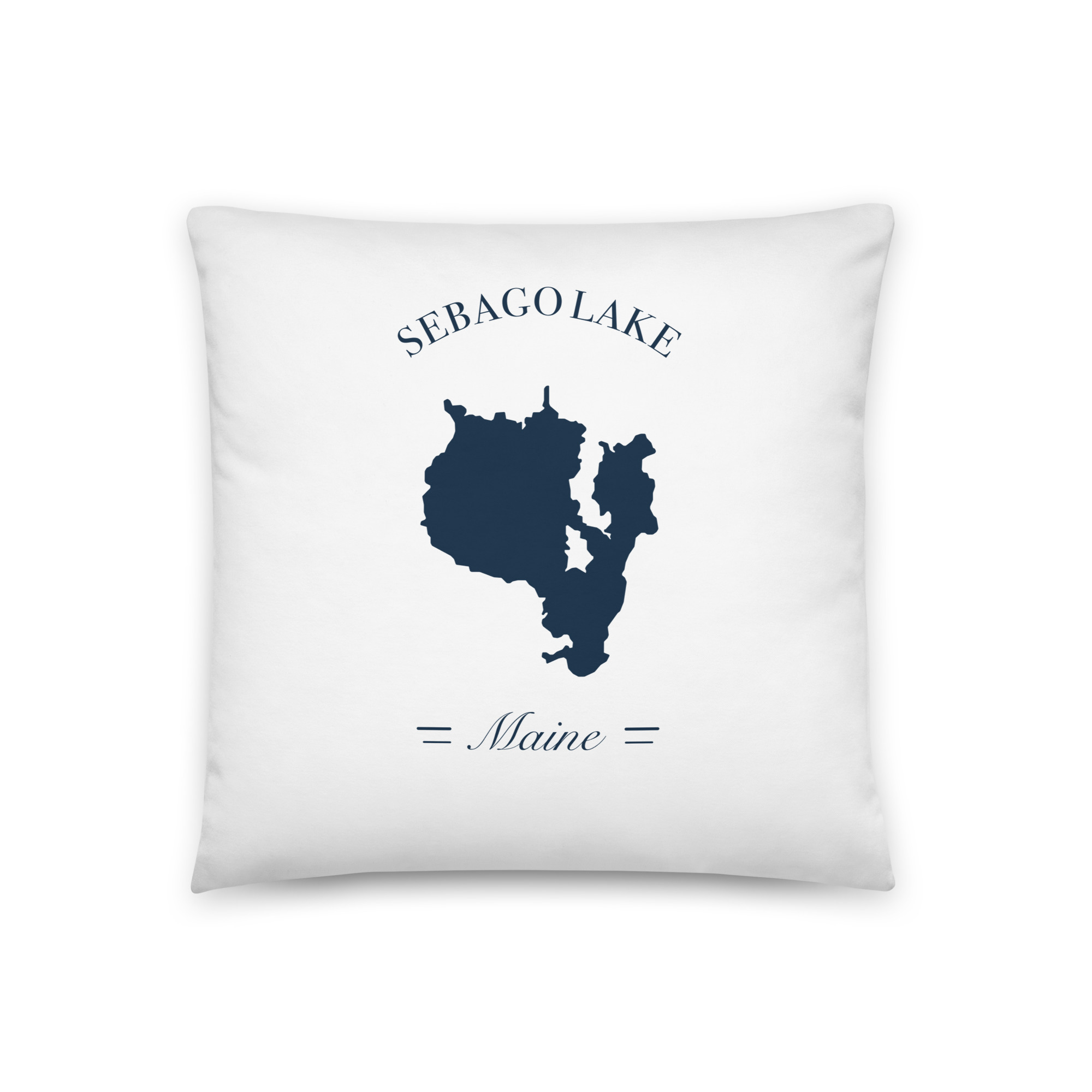 Sebago Lake Maine Map Double-Sided Throw Pillow - Image 8