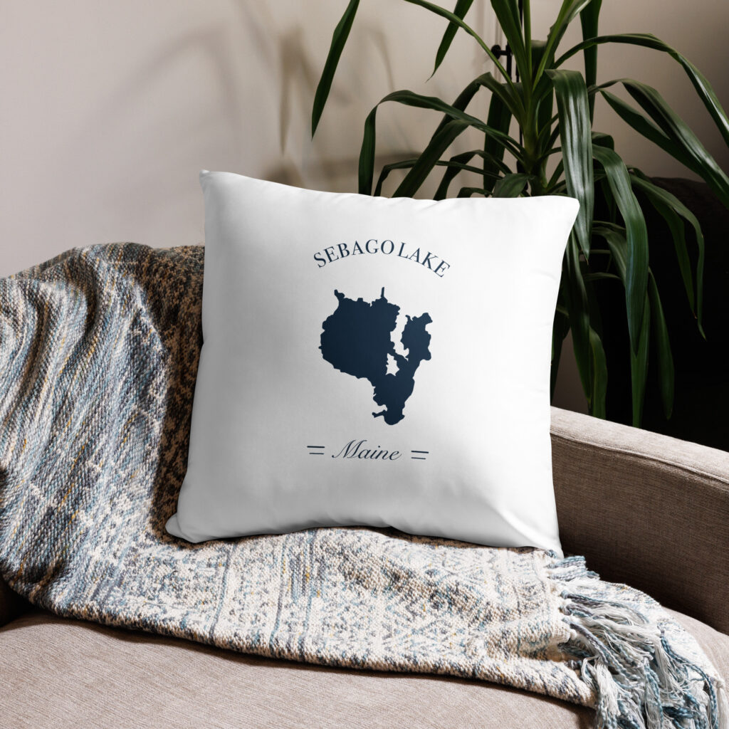 Sebago Lake Maine Map Double-Sided Throw Pillow