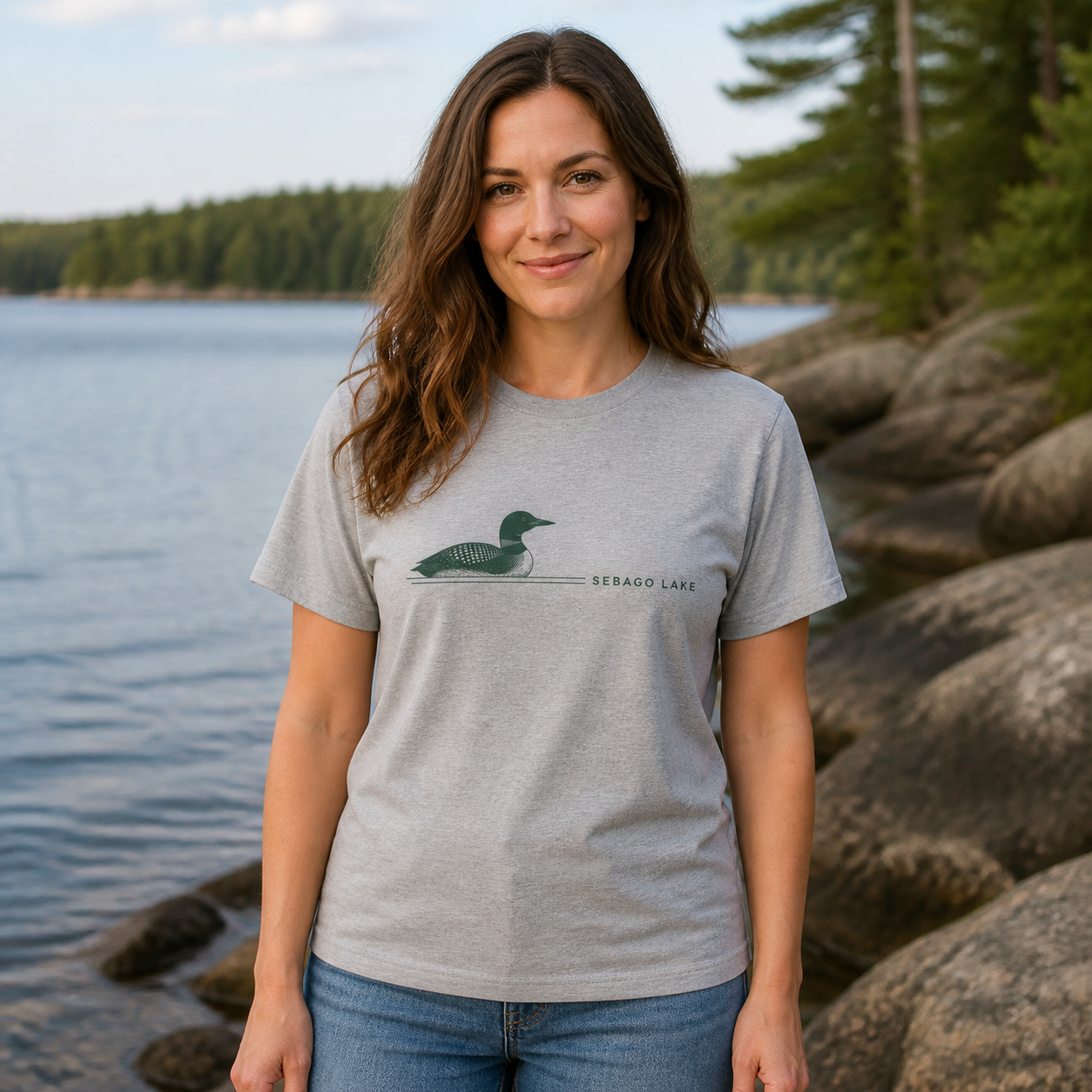 Sebago Lake Loon Pine Women’s Relaxed T-Shirt - Image 9