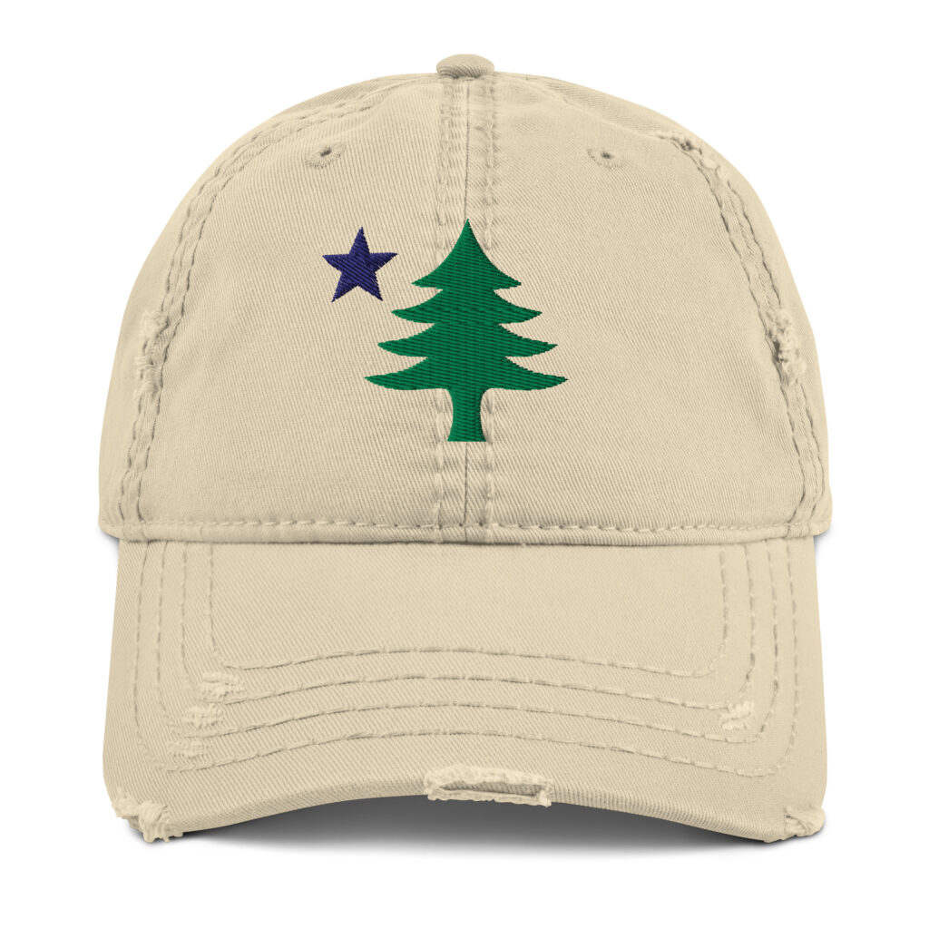 Maine Lone Pine Flag Distressed Dad Hat