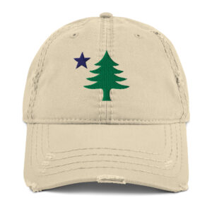 Maine Lone Pine Flag Distressed Dad Hat