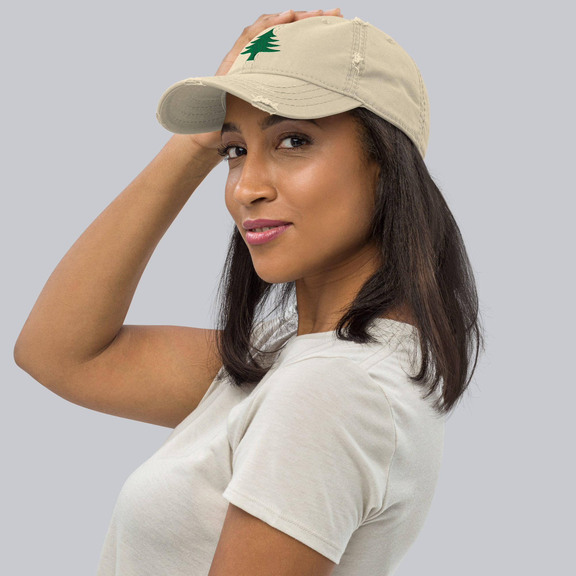 Maine Lone Pine Flag Distressed Dad Hat - Image 7