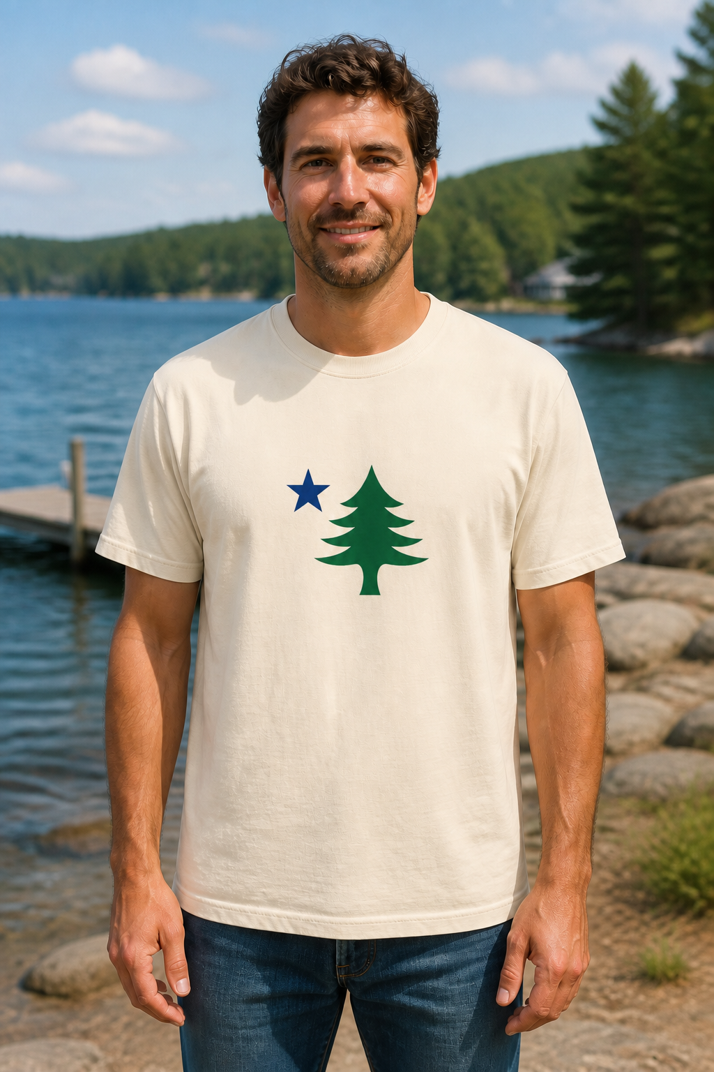 Maine Lone Pine Flag Garment-Dyed T-Shirt - Image 5