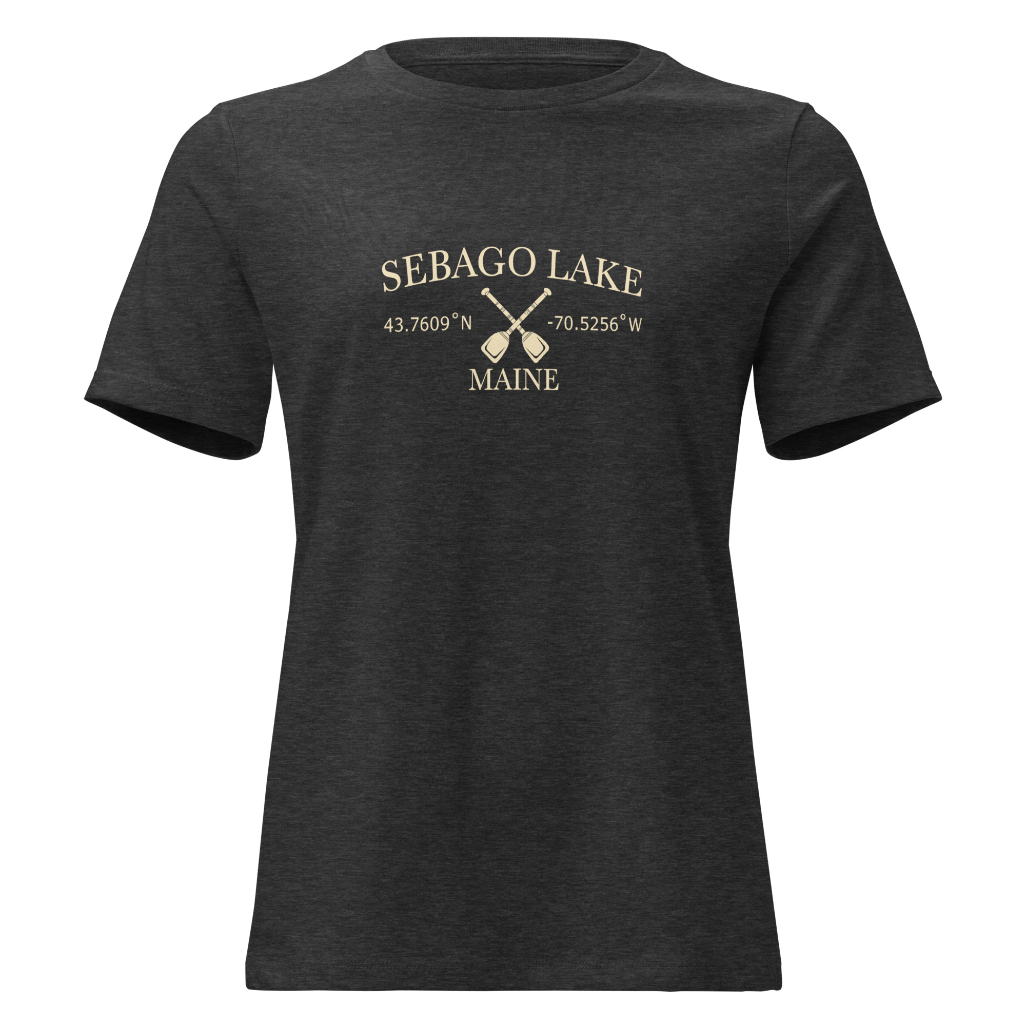 Sebago Lake Coordinates & Paddles Women’s Relaxed T-Shirt - Image 2