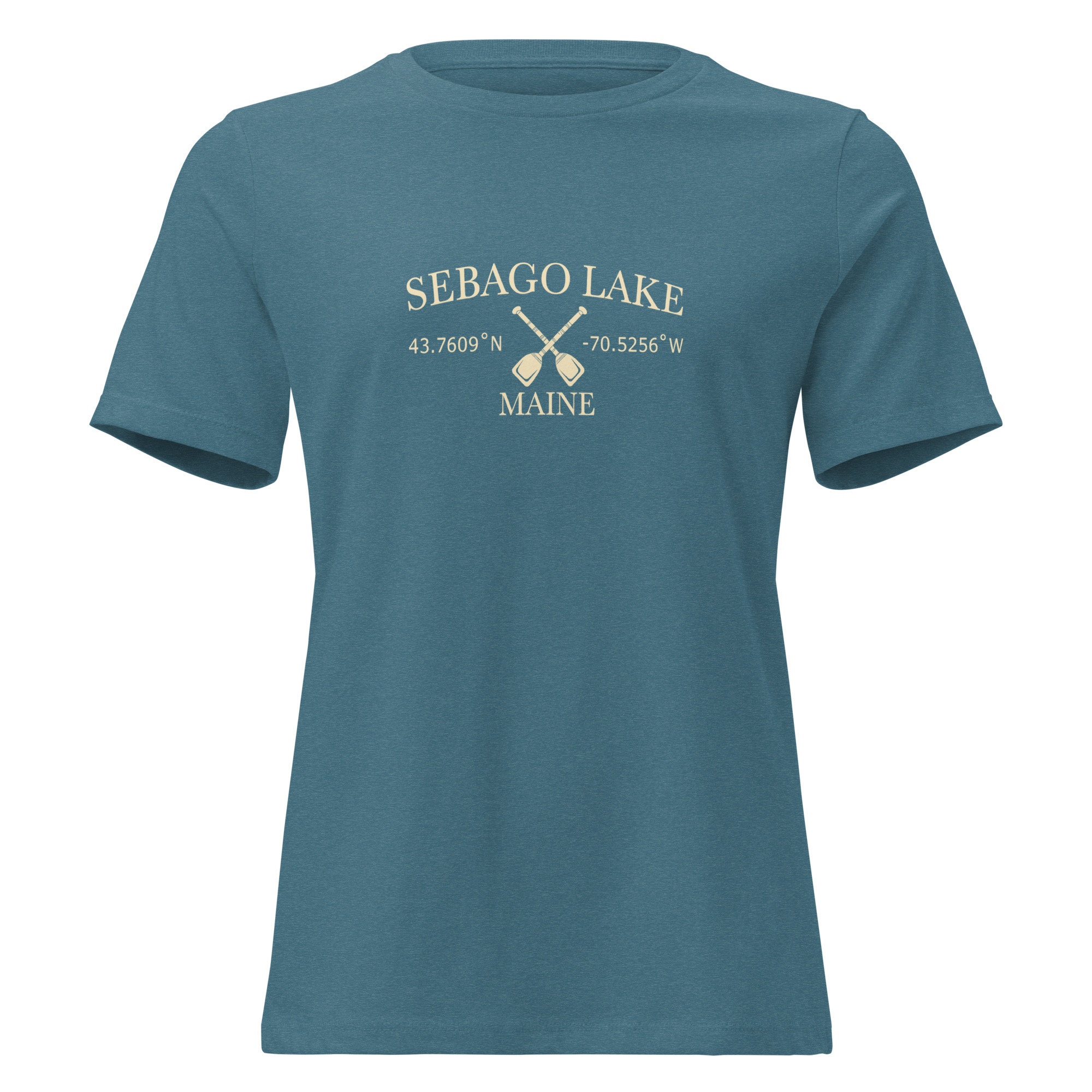 Sebago Lake Coordinates & Paddles Women’s Relaxed T-Shirt - Image 3