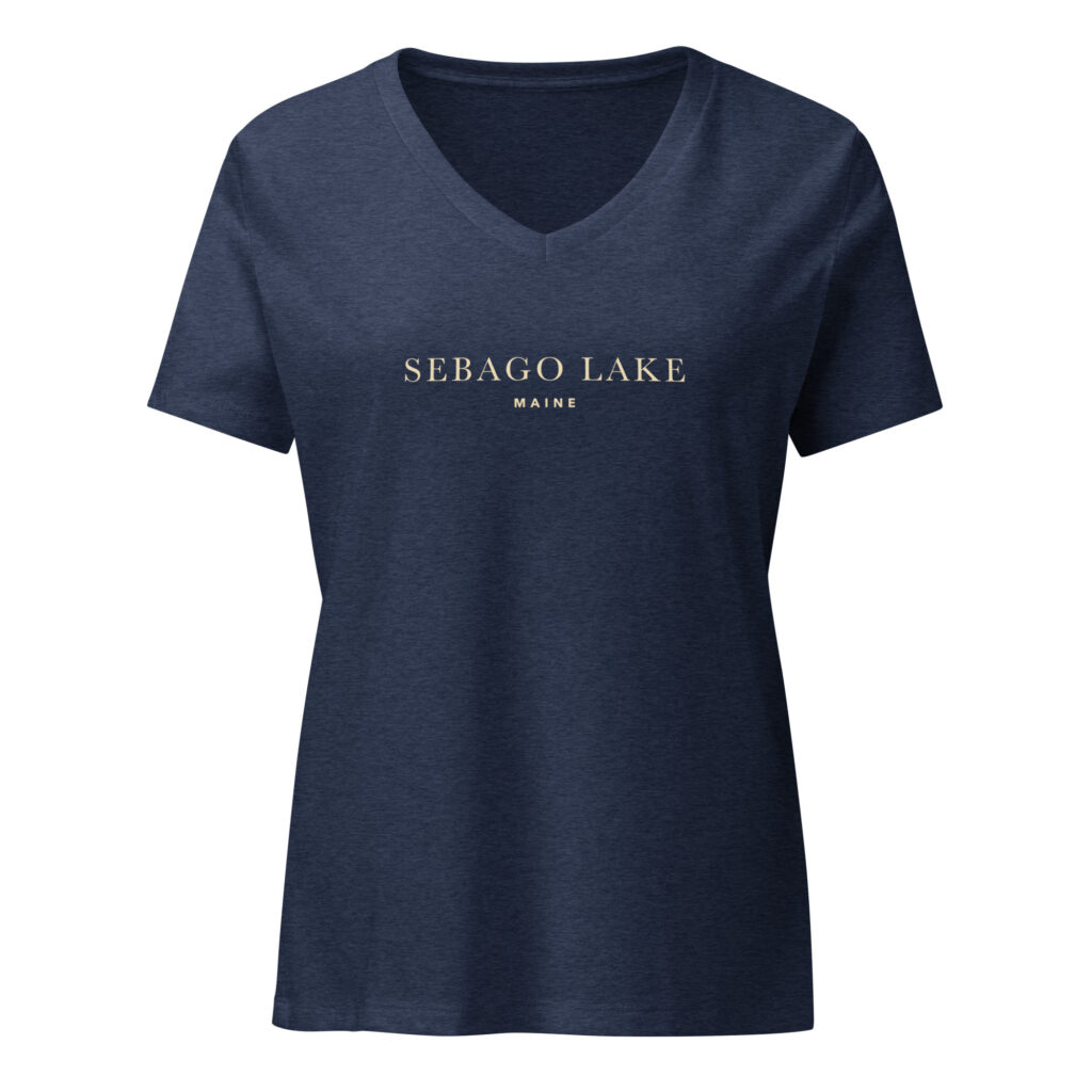 Sebago Lake Maine Minimalist Women’s V-Neck T-Shirt